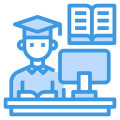 Learning blue outline icon