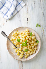 Gnocchi with olive oil, garlic and basil