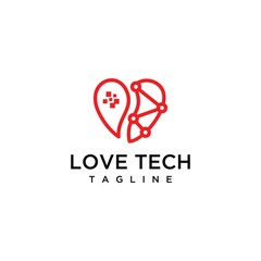 love logo with technology molecule