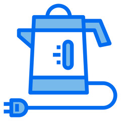 Electric kettle blue line icon