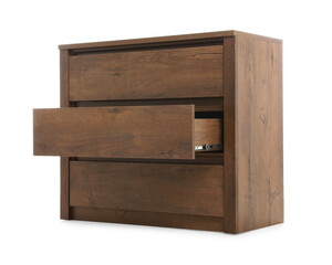 Wooden chest of drawers isolated on white