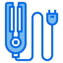 Hair straightener blue line icon