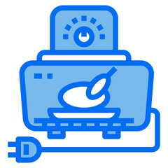 oven blue line icon