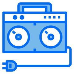 tape player blue line icon