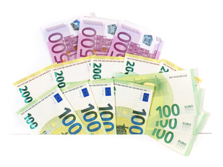 Bargeld, Euro Geldscheine - Banknoten stecken in Papier, Freigestellt