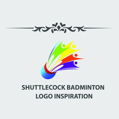 Colorful Shuttlecock Vector badminton logo