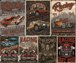 Plexiglas foto achterwand Custom cars vintage posters set © DGIM studio