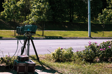 A radar, a video fixation complex standing on the road and tracking offenders of the speed limit.