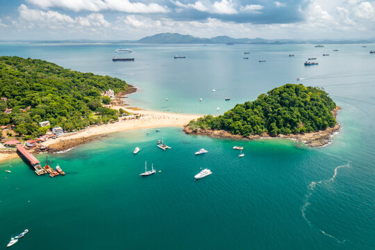 Taboga Island Aerial View. Tropical island located  in the Pacific near Panama City,Panama.