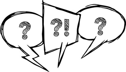 Chat speech message bubbles with question and exclamation marks. Stock vector illustration isolated on white background.