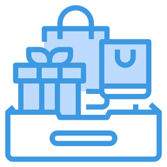 Obraz premium Shopping blue outline icon