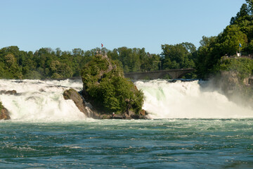 Fototapeta premium Splashing water at the incredible rhine falls in Switzerland 28.5.2021