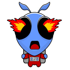 angry blue alien mascot cartoon character vector