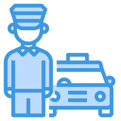 Taxi Driver blue outline icon - obrazy, fototapety, plakaty