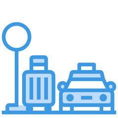 Taxi Stop blue outline icon