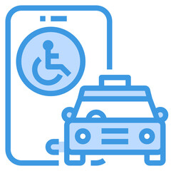 Taxi blue outline icon