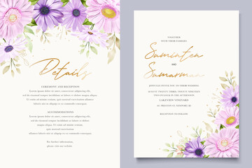 watercolor chrysanthemum flower invitation card set