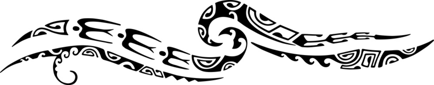 Tattoo Maori design. Ethnic decorative oriental ornament. Art tribal tattoo. Vector sketch of a tattoo Maori.