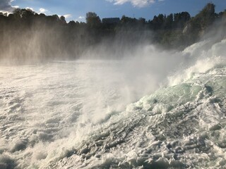 Splashing water at the incredible rhine falls in Switzerland 28.5.2021