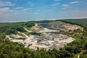 Aerial photo of the quarry in Pennsylvania mountains
