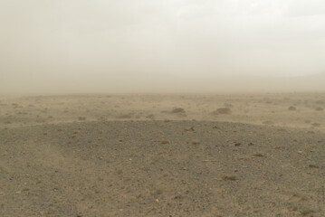 sandstorm in the gobi desert in mongolia