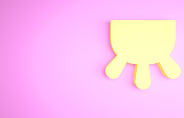 Yellow Udder icon isolated on pink background. Minimalism concept. 3d illustration 3D render