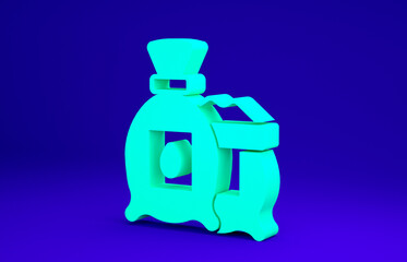 Green Pack full of seeds of a specific plant icon isolated on blue background. Minimalism concept. 3d illustration 3D render