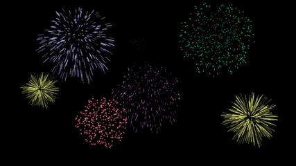 Fototapeta premium Lots of colorful fireworks on black background