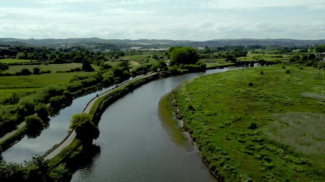 Exeter shipping canal and the river Exe from above