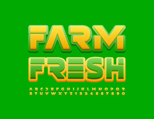 Vector quality logo Farm Fresh. Modern Alphabet Letters and Numbers set. Digital bright Font