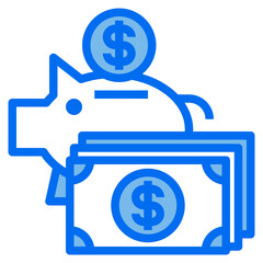 saving blue line icon