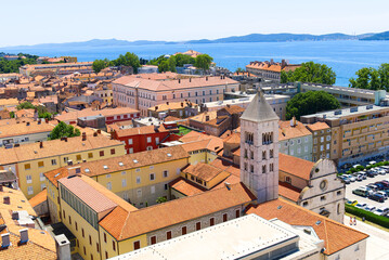 Top view of the zadar old town and sea. Zadar, Croatia.