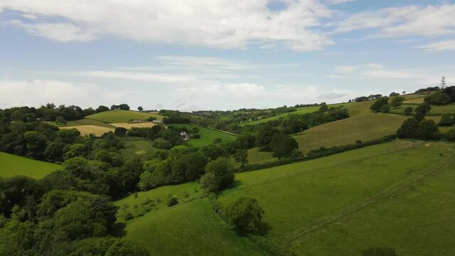 Rolling hills of the devon countryside in spring