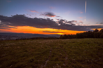 Nowy Sącz, panorama, zachód słońca