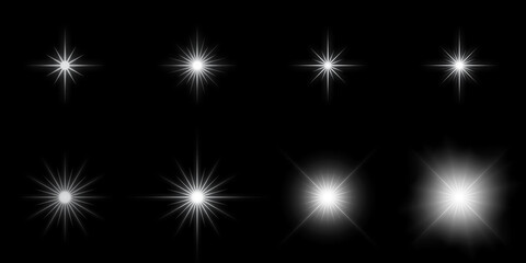 rays of the sun, glowing star on black background 