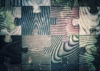 完成された木製のジグソーパズル