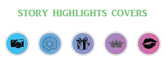 Set of Instagram Story Highlight Covers, gradient background lifestyle arts