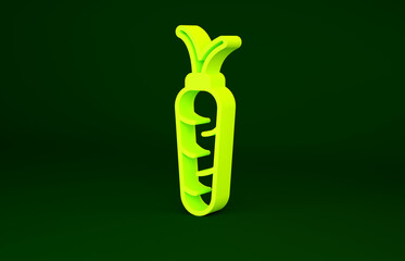 Yellow Carrot icon isolated on green background. Minimalism concept. 3d illustration 3D render