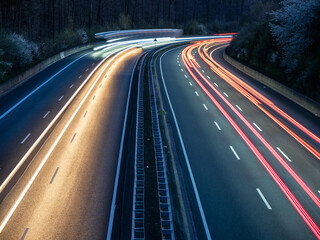 Fototapeta na wymiar Night traffic on the highway in Germany