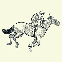 Vintage Hand drawing horse racer