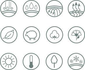 graphic symbols to denote sustainable materials and material properties