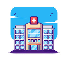 Hospital Building Vector Cartoon Illustrations