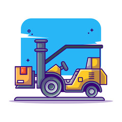 Shipping Logistic Delivery Cargo Forklift Vector Cartoon Illustrations