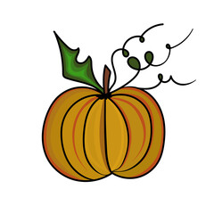 Hand drawn colorful vector pumpkin