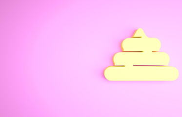 Yellow Shit icon isolated on pink background. Minimalism concept. 3d illustration 3D render