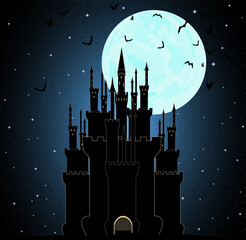 Halloween vector Dracula castle, vector illustration	
 - obrazy, fototapety, plakaty