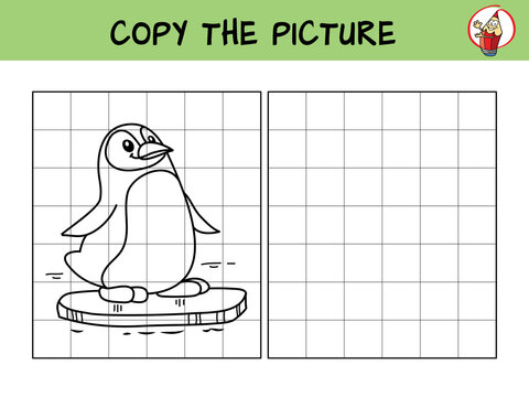 Penguin. Copy the picture. Coloring book