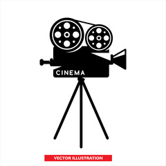Obraz premium Cinema camera icon. cinema projector vector illustration.