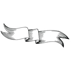 Hand drawn ribbons in retro style. Design element for greeting cards, banners, invitations. 