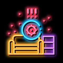 Obraz premium identification of sanitary problems in living room neon light sign vector. Glowing bright icon identification of sanitary problems in living room sign. transparent symbol illustration